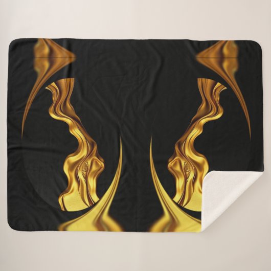 Achempong Opulent Swirl  Liquid Luxury Gold Black Sherpa Deken (Voorkant (horizontaal))