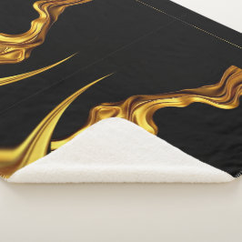 Achempong Opulent Swirl Vloeibare Luxe Goud Zwart Sherpa Deken