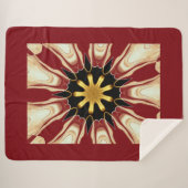 Achempong: Starburst Blanket | Deep Crimson & Gold Sherpa Deken (Voorkant (horizontaal))