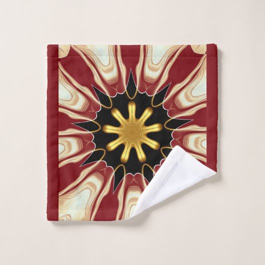 Achempong: Starburst | Deep Crimson & Gold Luxury  Bad Handdoek (Wasdoekje)