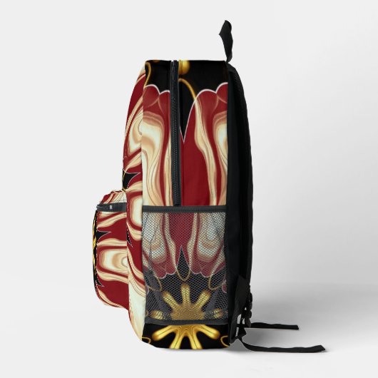 Achempong: Starburst  | Deep Crimson & Gold Luxury Bedrukte Rugzak (Rechts)