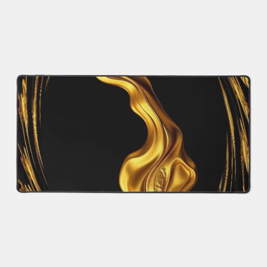 Achempong Swirl Liquid Gold Black Monochrome Art Bureaumat (Voorkant)