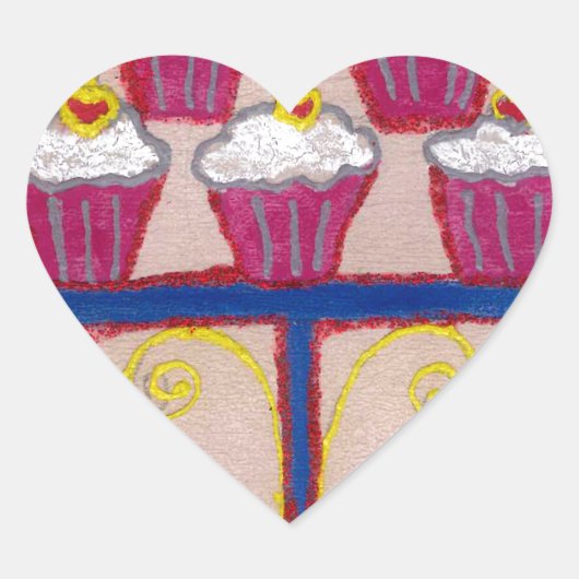 Achempong's Artful Inspirerend Cupcake Couture Hart Sticker (Voorkant)