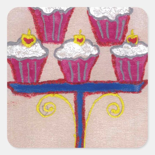Achempong's Artful Inspirerend Cupcake Couture Vierkante Sticker (Voorkant)