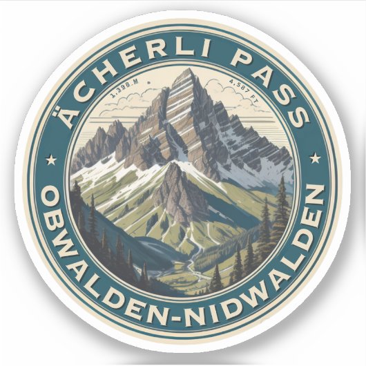 Acherli Pass Zwitserse bergpas wandelpad cadeau Sticker (Voorkant)
