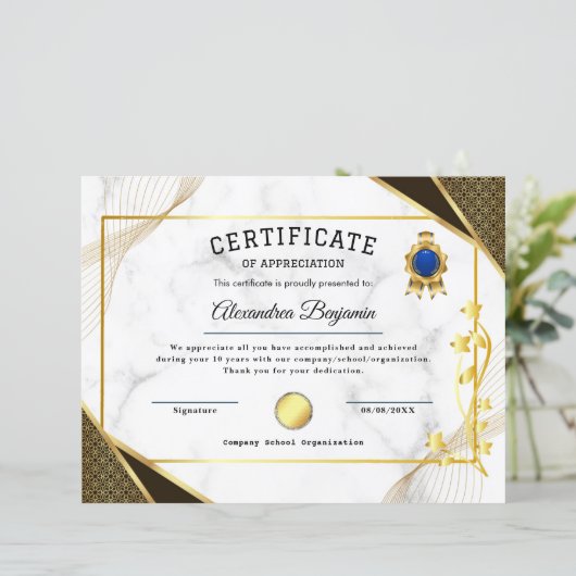Achievement Appreciate Certificate (Staand voorkant)