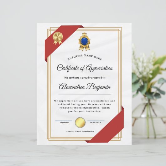 Achievement Appreciate Certificate (Staand voorkant)