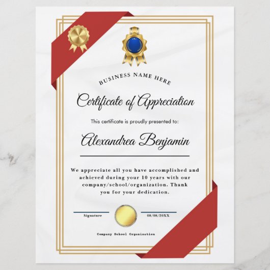 Achievement Appreciate Certificate (Voorkant)