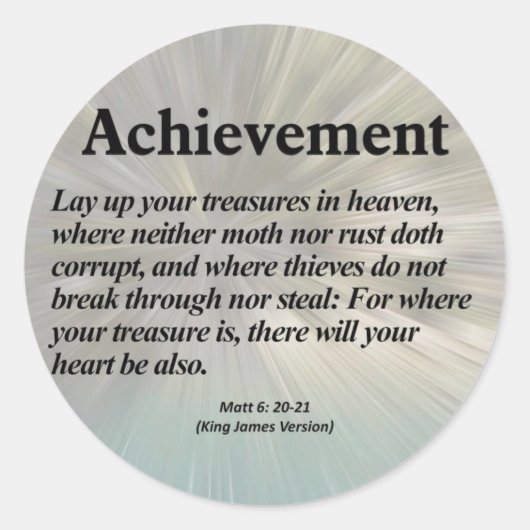 Achievement Matthew 6:20-21 Ronde Sticker (Voorkant)