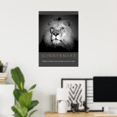 Achievement Motivatie Black & White Lion Poster (Thuiskantoor)