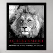 Achievement Quote Black & White Lion Poster (Voorkant)