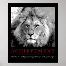 Achievement Quote Black & White Lion