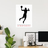 Achievement Quote Motivatie Basketball Player Poster (Thuiskantoor)