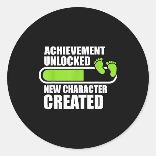 Achievement Unlocked New Character D Funny Pregnan Ronde Sticker (Voorkant)