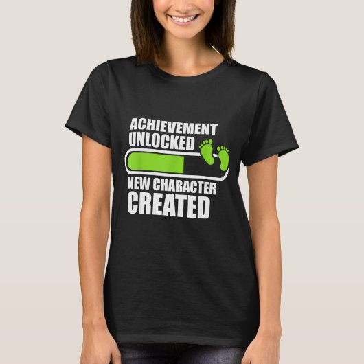 Achievement Unlocked New Character D Funny Pregnan T-shirt (Voorkant)