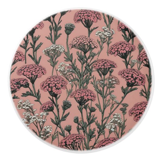 Achillea Desert Eve Deep Roos Keramische Knop (Voorkant)