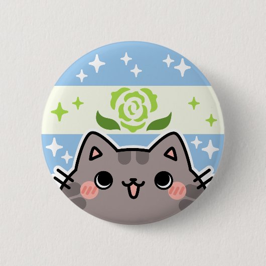 Achilleaanse LGBT Pride Flag Cat Button (Voorkant)
