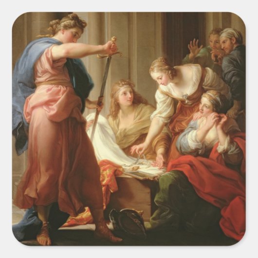 Achilles bij de rechtbank van koning Lycomedes met Vierkante Sticker (Voorkant)