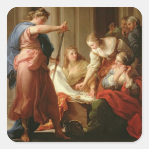 Achilles bij de rechtbank van koning Lycomedes met Vierkante Sticker