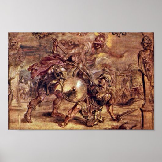 Achilles Defeated Hector.. door Peter Paul Rubens Poster (Voorkant)