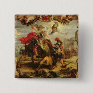 Achilles Defeting Hector, 1630-32 Vierkante Button 5,1 Cm