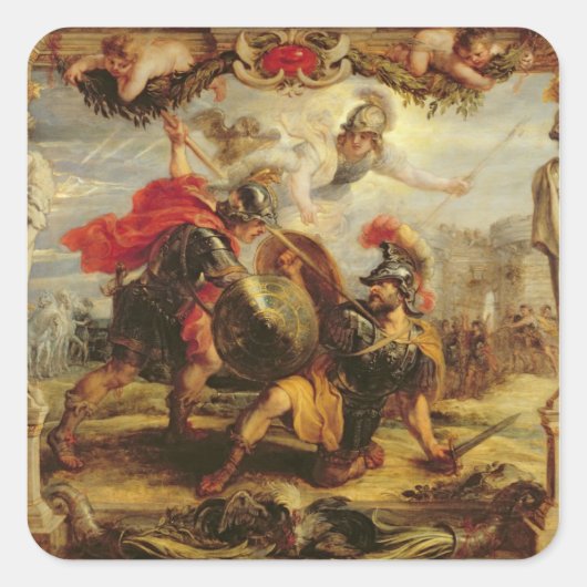 Achilles Defeting Hector, 1630-32 Vierkante Sticker (Voorkant)