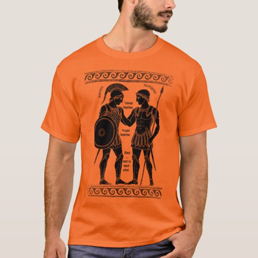 Achilles & Patroclus: Oude Griekse Queer Art T-shirt (Voorkant)