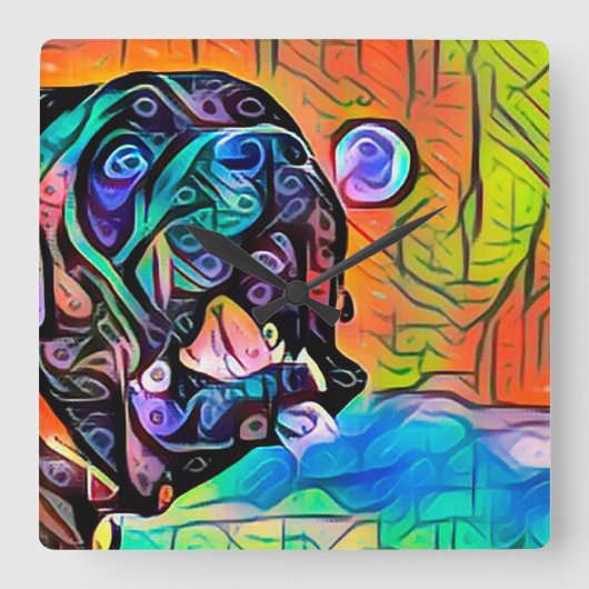 Achilles the Cane Corso Bubble Clock Vierkante Klok (Voorkant)