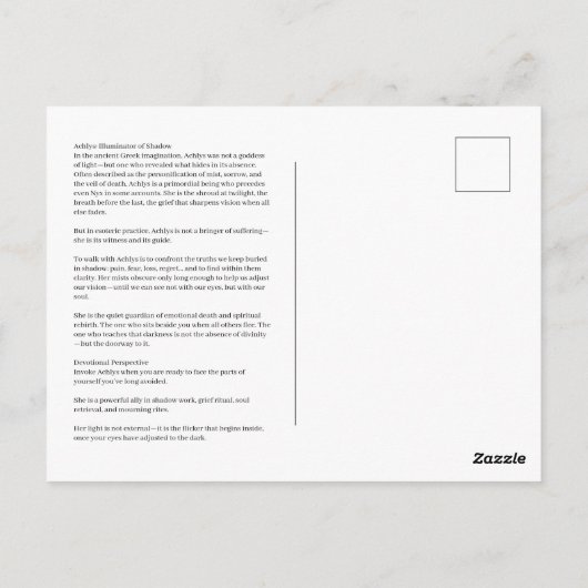 Achlys Shadow Work Goddess Postcard Briefkaart (Achterkant)