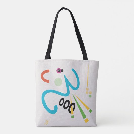 Achoo Abstracte Moderne Kunst Smilelines Canvas ta Tote Bag (Achterkant)