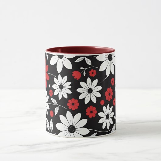 Achromatisch bloemmotief mok cup (Midden)