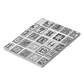 Achromatische advent kalenderaantallen - aftellen notitieblok (Linkerzijde)