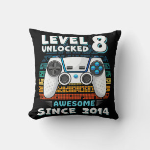 Acht 8 jaar BDay Son Boy Fun Gamer acht jaar oud B Kussen