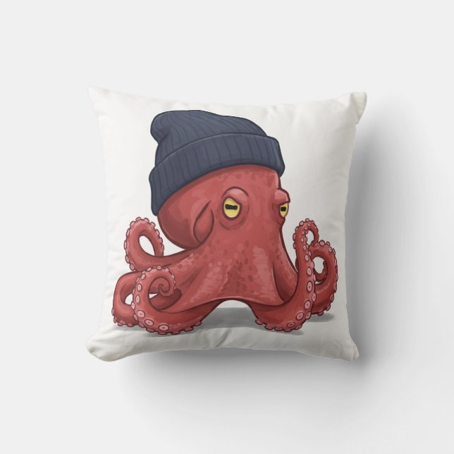 Acht Armen Van Kunst: Uw Dagelijkse Octopus Compan Kussen (Voorkant)