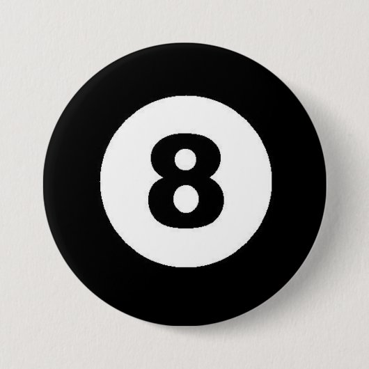 Acht baall ronde button 7,6 cm (Voorkant)