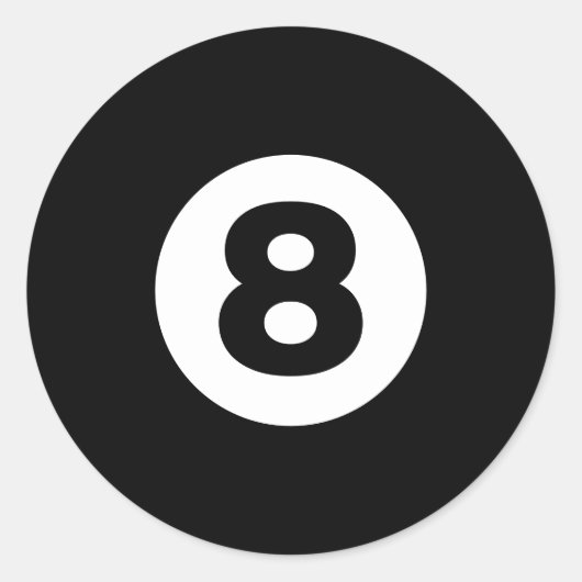 Acht baall ronde sticker (Voorkant)