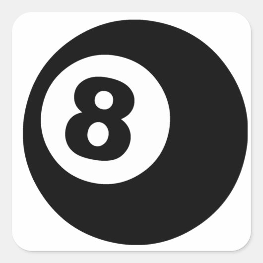 Acht baall vierkante sticker (Voorkant)