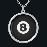 Acht baall zilver vergulden ketting<br><div class="desc">Pool acht bal (8ball). Eigen Tekst.</div>