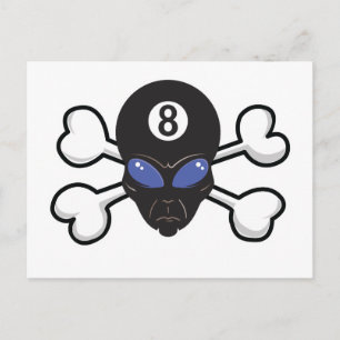 acht bal buitenaards Skull en Crossbones Briefkaart