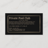 Acht bal, pool club, pool speler visitekaartje (Achterkant)