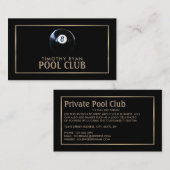 Acht bal, pool club, pool speler visitekaartje (Voorkant / Achterkant)
