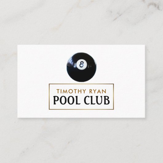 Acht Ball, Pool Club, Pool Player Visitekaartje (Voorkant)