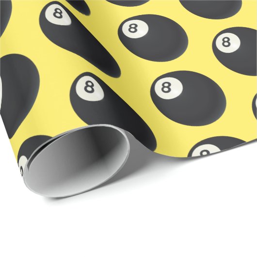 Acht Ball Y2K Snooker 90s Geel Cadeaupapier (Rol Hoek)