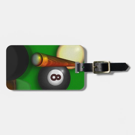 Acht balpool en Billiards op maat Bagagelabel (Voorkant horizontaal)