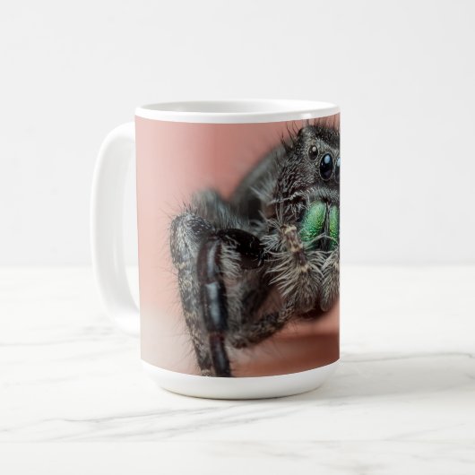 Acht-benige liefde: Bold Jumper Spider Merch Koffiemok (Voorkant links)
