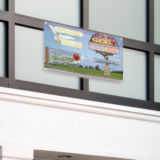 Acht Bijbelverzen om door te leven! Spandoek (Buitenkant Gebouw)