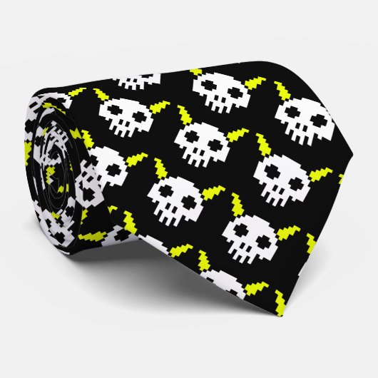 Acht Bit Horned Skull Stropdas (Opgerold)