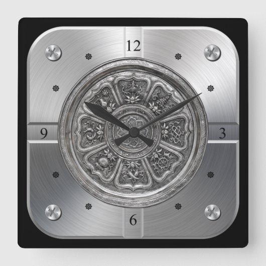 Acht Bord van het Spaarpatroon Silver ~ (八 紋 盤 寳 銀 Vierkante Klok (Voorkant)