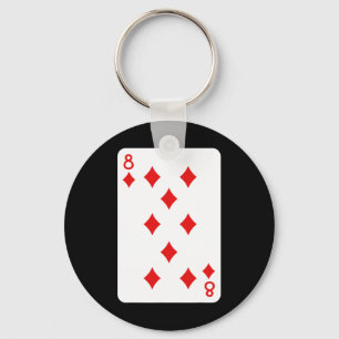 Acht diamanten speelkaartjes halloween kostuum sleutelhanger