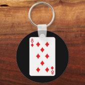 Acht diamanten speelkaartjes halloween kostuum sleutelhanger (Voorkant)